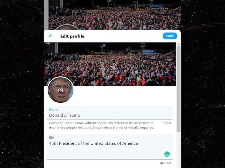 Supposed screenshots of Donald Trumps Twitter profile